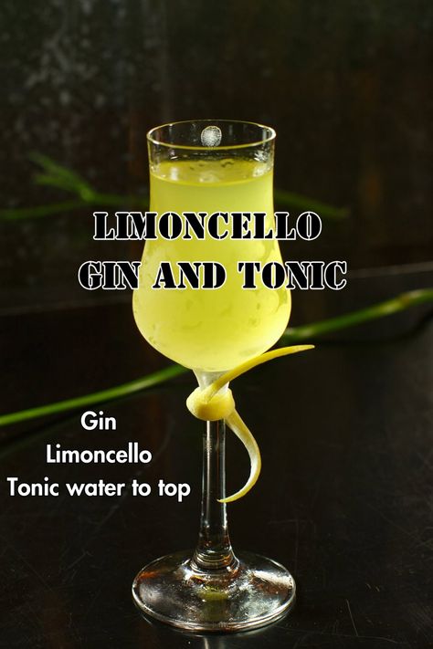 A crisp Limoncello Gin and Tonic served over ice with a lemon twist and fresh herbs in a glass. Gin And Limoncello Cocktail, Limoncello Gin Cocktail, Chocolate Tequila, Limoncello Cocktails, Classic Gin Cocktails, Citrus Drinks, Water Chestnut, Citrus Twist, Gin Cocktail