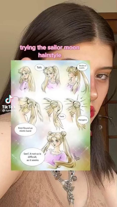 Sailor Moon Buns Hair Tutorials, Usagi Hairstyle, Anime Hair Tutorial Real Life, Anime Haircuts In Real Life, Sailor Moon Hair Tutorial, Anime Hairstyles Tutorial In Real Life, Sailor Moon Hairstyle, Anime Hairstyles In Real Life, Chinese Hairstyles