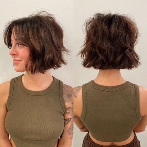 Modern Bob Shag with Bangs Short Wavy Bob Curtain Bangs, Shag Bob Straight Hair, Chin Length Bob With Fringe, Short Shag Curtain Bangs, Shaggy Bob Wavy Hair, Shaggy Bob No Bangs, Thick Hair Bob With Bangs, Shaggy Bob Straight Hair, Short Bob Thick Hair