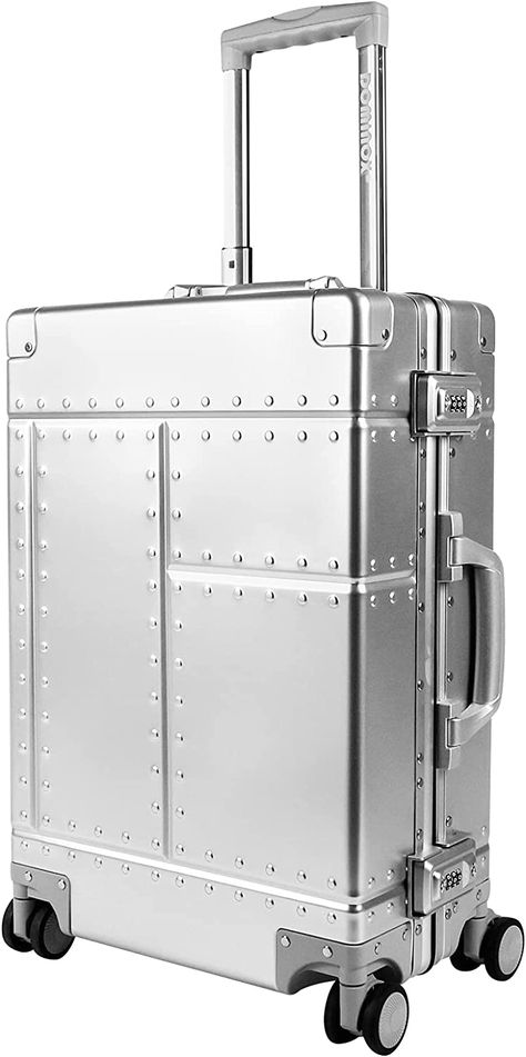 DOMINOX Aluminum Carry on Luggage, 20 Inch Cabin Suitcase,Lightweight Hardshell Aluminum Frame Suitcase with TSA Lock, Silent 360° Spinner Wheels Suitcase for Travel No Zipper Luggage Checked like Rimowa #rimowa #dupe #suitcase #hardshell #luggage #silver Hardshell Luggage, Hard Shell Luggage, Cabin Suitcase, Checked Luggage, Carry On Luggage, Aluminum Frame, Carry On, Cabin, Zipper