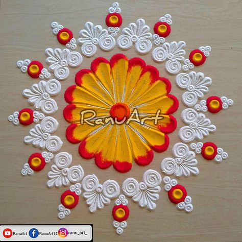 Easiest Rangoli Designs, Easiest Rangoli, Rangoli For Beginners, Happy Diwali Rangoli, Rangoli Beautiful, Colour Rangoli, Unique Rangoli, Easy Rangoli Designs Videos, Gud Morning