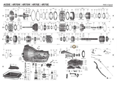 4R70W Transmission repair manuals (AOD-E ) | Rebuild instructions 4l60e Transmission Rebuild, Chevy Transmission, Exploded Diagram, 2002 Ford Ranger, Body Diagram, Transmission Repair, Transmission Line, Diagram Design, Torque Converter