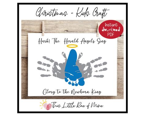 Footprint Angel, Hand Print Manger Scene, Angel Handprint Craft, Angel Art For Preschoolers, Angel Handprint Craft Christmas, Baby Jesus Craft, Kids Christmas Crafts Easy, Christmas Handprint Crafts, Handprint Christmas Tree