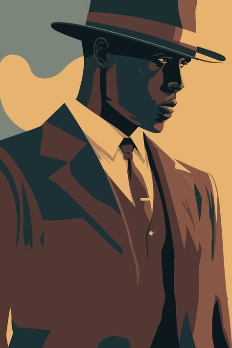 Retro african american man in hat. Vector illustration. Suit Drawing, African American Man, Vector Nature, Hat Vector, Beautiful Wallpapers For Iphone, Man Vector, Man Illustration, Black And White Illustration, Nature Design