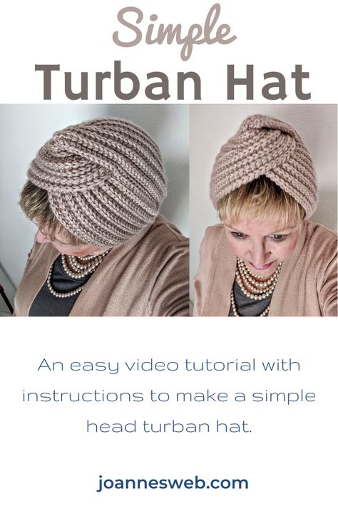 Knit this simple turban hat with a super easy to follow video tutorial and instructions. Beanie Hat Crochet Pattern, Easy Knit Hat, Crochet Turban, Beanie Hat Pattern, Knit Turban, Crochet Headband Pattern, Crochet Hat Free, Crochet Beanie Hat, Crochet Hats Free Pattern