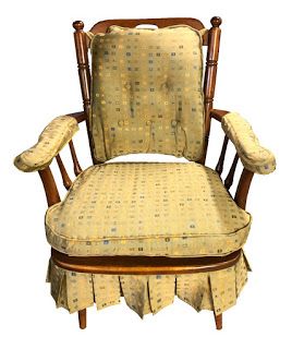 Finale Furniture Restoration Services, LLC: Updated Cricket Maple Rocking Chair Gingham Chair, Arm Rest Covers, Small Display Cabinet, Round Tuit, Vintage Rocking Chair, Upholstery Tacks, Restoration Services, Exposed Wood, Arm Rest