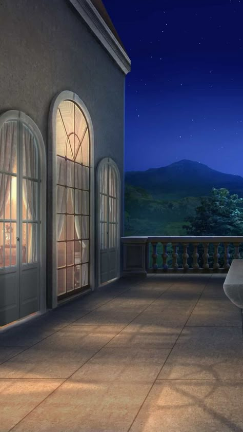 Royal Balcony Aesthetic Night, Balcony Concept Art, Anime Ballroom Background, Balcony Background For Editing, Gacha Backgrounds Balcony, Anime Balcony Background, Castle Balcony Night, Ballroom Balcony, Fantasy Balcony