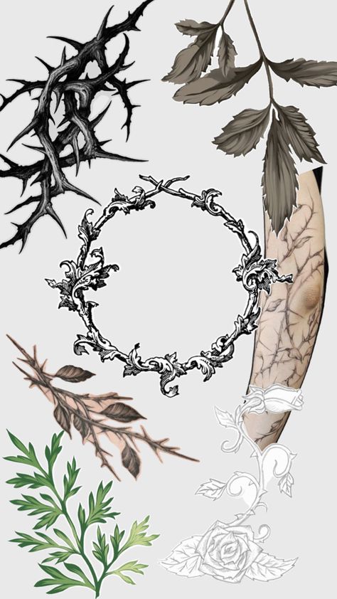 Vine and thorns Thorns Tattoo Design, Thorny Vines, Thorns Tattoo, Vine Logo, Manuscript Art, Thorn Tattoo, Nightingale, Tattoo Inspo, Thigh Tattoo