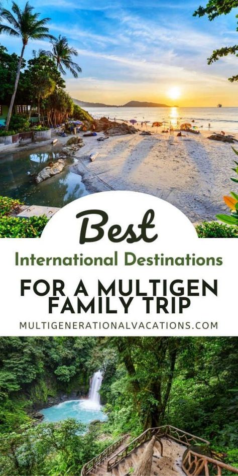 If you are planning a large family trip and have no idea where to go on a multigen family vacation, we have ideas around the world. Here are some of the places travelers recommend as the best family holiday destinations in the world. - Multigenerational Vacations Dream Family Vacation, Unique Family Vacations In The Us, Best Vacations For Families, Family Trip Ideas Destinations, Extended Family Vacation Ideas, Family Destination Vacation, Cousin Trip Ideas, Usa Family Vacation Ideas, Vacation Ideas Family