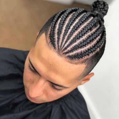 Braided Man Bun, Latest Braided Hairstyles, Braid Styles For Men, Boy Braids Hairstyles, Braids With Shaved Sides, Tan Skin Blonde Hair, Cornrow Hairstyles For Men, Braids For Boys, Mens Braids Hairstyles