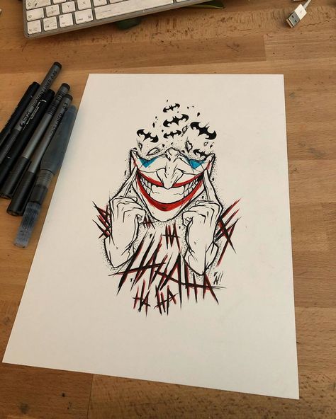 Batman Manga, Joker Sketch, Batman Art Drawing, Joker Tattoo Design, Joker Drawings, Tattoo Anime, Comic Tattoo, Batman Tattoo, Joker Batman