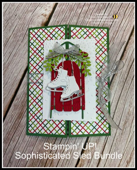 Stampin Up Sophisticated Sled Card Ideas, Stampin Up Sofisticated Sled, Sophisticated Sled Cards, Greetings Of The Season Stampin Up Cards, Su Sophisticated Sled, Stampin Up Sophisticated Sled Cards, Stampin Up Sophisticated Sled, Fold Cards Tutorial, Stampin Up Sleigh Ride