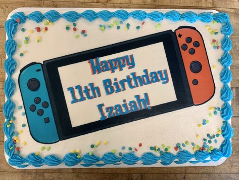 Nintendo Switch Cake, Gamer Birthday Cake, Dairy Queen Cake, Nintendo Party, Happy 11th Birthday, Video Game Cakes, Cake Decorating Frosting, Chocolate Wedding Cake, Edible Images