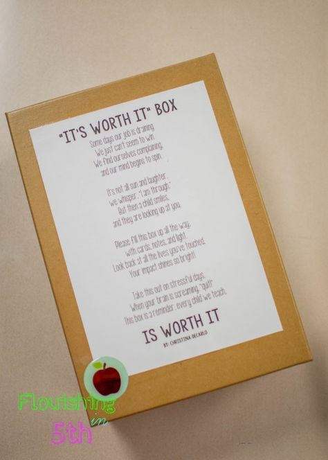 Teacher Gift: It's Worth It Box teaching memory box Teacher Gifts From Admin, Teacher Intern Gift Ideas, Intern Teacher Gifts, Mentor To Mentee Gifts, Teacher Encouragement Gifts, School Counselor Gifts Diy, Paraprofessional Gift Ideas, Gifts From Student Teacher To Mentor, Gift For Mentor Teacher Student Teaching