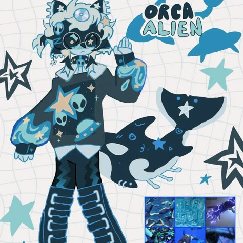 🦈 Ori🩸 (@rossekku) • Instagram photos and videos Cute Oc Characters, Space Oc Art, Alien Fursona, Orca Oc, Alien Oc Design, Cute Alien Art, Oc Ideas Character Design Inspiration, Space Oc, Aliens Art