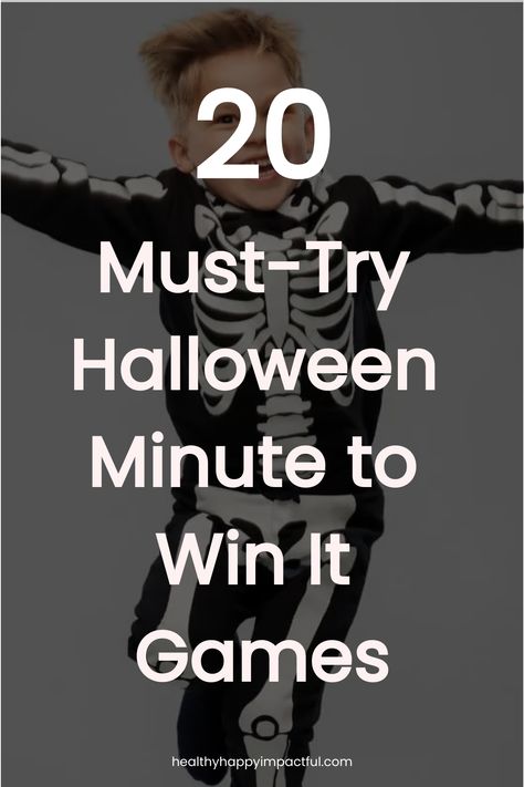 20 Must-Try Halloween Minute to Win It Games - healthyhappyimpactful.com Halloween Minute To Win It Games Adults, Halloween Minute To Win It Games, Fun Halloween Games, Teen Halloween, Minute To Win, Truth And Dare, Minute To Win It Games, Halloween Games For Kids, Home Parties