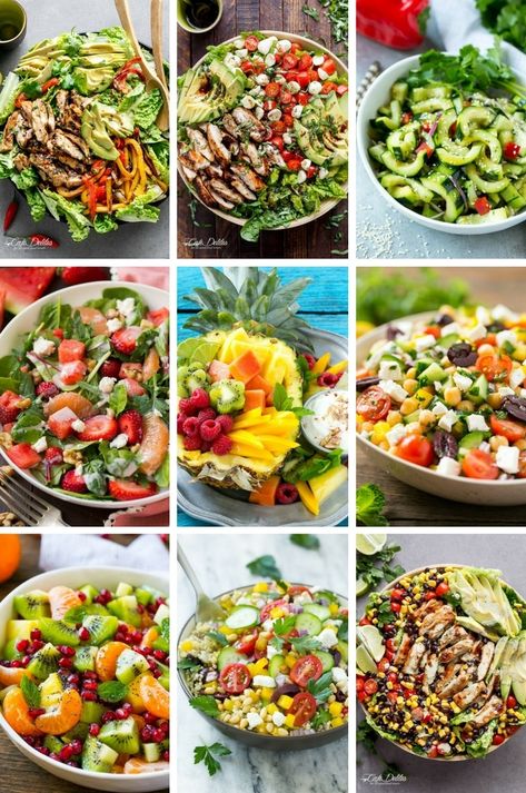 Healthy salad recipes including chicken salads, cucumber salads and quinoa salads. Salad Low Calorie, Salads Cucumber, Types Of Salads, Salad Chopped, Quinoa Salads, Cucumber Salads, Low Calorie Salad, Chicken Salads, Salad Chicken