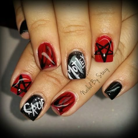 Music Nails, Rock Nails, Concert Nails, Band Nails, Kiss Nails, Punk Nails, Gothic Nails, Goth Nails, Simple Gel Nails