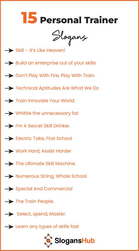 If you offer personal training, you must put effort into marketing yourself to the right audience. When people look for personal trainers, they disagree with general exercise. You have to advertise how you are different and better. For example, with the help of the following personal training slogans, Slogan Ideas, Business Slogans, Personal Trainers, Personal Training, School Work, Personal Trainer, Work Hard, You Must, The Help