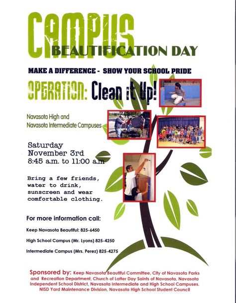 'Campus Beautification Day' at Navasota Schools Campus Beautification, School Campus, School Bulletin Boards, School Pride, Earth Day, Bulletin Boards, Pinterest Likes, High School, Bring It On