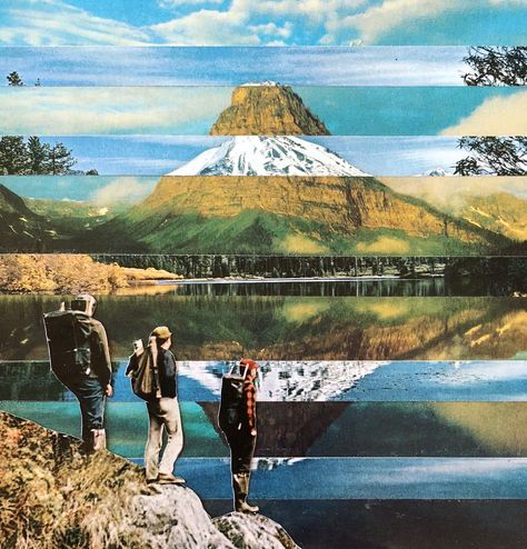 Analog Collage by Erin Houghtaling okay_collage vintage collage Collage Landscape Art, Outdoor Collage, River Collage, Analog Collage, Collage Landscape, Craps, Collage Vintage, Film Photo, Collage Making