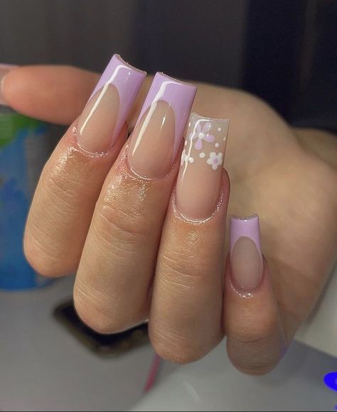 Purple Acrylic Nails, Lavender Nails, Girly Acrylic Nails, French Tip Acrylic Nails, Her Nails, Short Square Acrylic Nails, Acrylic Nails Coffin Pink, Acrylic Nails Coffin Short, Summer Acrylic Nails