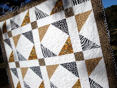 Blogger's Quilt Festival - Crafty Gemini Safari Baby Quilt, Animal Print Quilt, Unique Quilt Pattern, Crafty Gemini, Big Block Quilts, African Quilts, Nursery Quilt, Quilt Pattern Download, Quilt Square Patterns