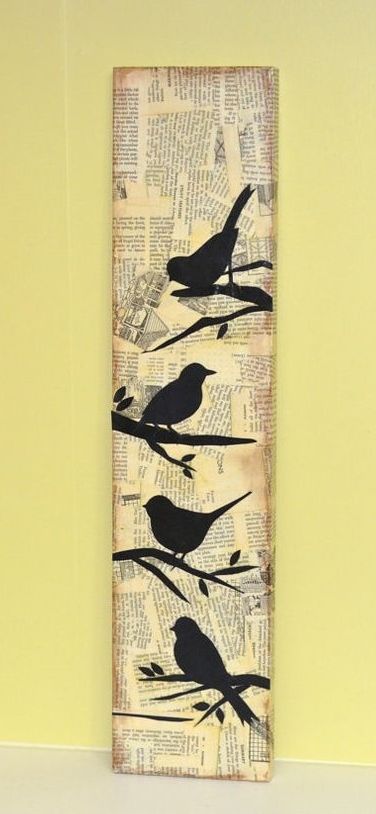 Bird Silhouettes, Newspaper Art, Newspaper Crafts, News Paper, Bird Silhouette, Design Artwork, Bookmarks Handmade, Fun Art, Art Plastique