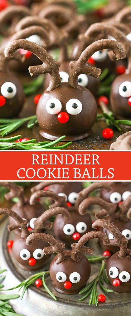 Reindeer Cookie Balls are made with a few ingredients & are the cutest little holiday treat! Easy Christmas cookies guaranteed to fly off your cookie tray! #christmascookies #cookies #christmas #oreos #cute Cookie Balls Recipe, Cookie Balls, Recipe Cookies, Reindeer Cookies, Cookie Ball, Christmas Cookies Easy, Oreo Dessert, Cookie Cups, Cookie Tray