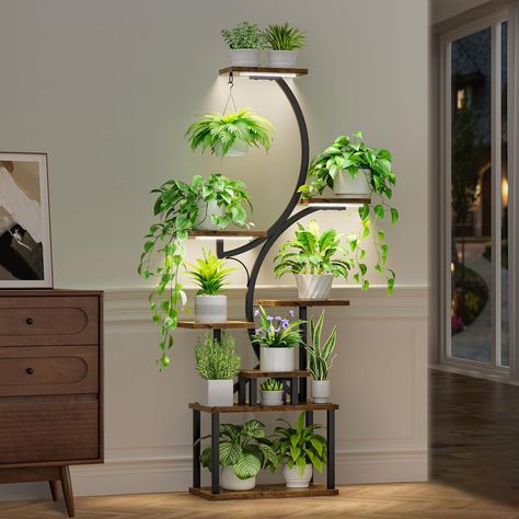 PRICES MAY VARY. 【Plant Stand with Grow Lights】 To promote healthy plant growth, we have equipped this indoor plant stand with full-spectrum grow lights to meet the lighting conditions that plants need most at different stages. Three-head grow lights ensure that plants on all layers receive ample light. You can place this plant shelf indoors anywhere, and also don't need to frequently move plants outdoors to absorb light. 【8-Tier, 62" S-Shaped Plant Stand】 This 62" plant shelf features 8 tiers, Indoor Plant Shelf, Tall Plant Stand, Indoor Plant Shelves, Plant Rack, Corner Plant, Tall Plant, Tall Plant Stands, Metal Plant Stand, Plant Shelf