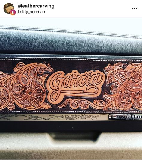 Truck Interior Accessories, Truck Decor, Saddle Shop, Car Sun Visor, Cowgirl Accessories, Market Ideas, Vehicle Interior, Leather Carving, Truck Interior