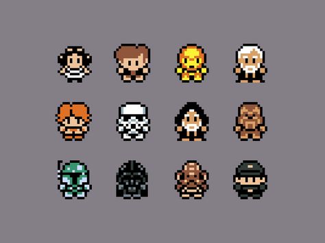 Hspokemonversion12todosbien2d Star Wars Pixel Art, Pixel Tattoo, Sprite Art, Tattoo Character, 8 Bit Art, Pixel Art Characters, Art Characters, 8 Bit, Hama Beads