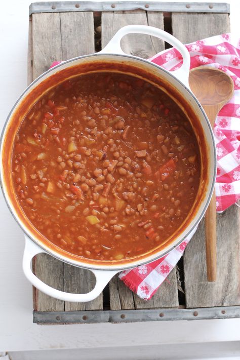 Homemade Baked Beans with Ham and Peppers Easy Ham And Beans, Baked Beans With Ham, Beans With Ham, Legume Recipes, A Bountiful Kitchen, Bountiful Kitchen, Homemade Baked Beans, Rice Stuffing, Ham Hock