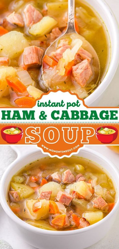 Instant Pot Ham And Cabbage, Cabbage Soup Instant Pot, Ham Potatoes, Ham And Cabbage Soup, Instant Pot Ham, Ham And Cabbage, How To Make Ham, Ham Soup Recipes, Easy Soup Recipe