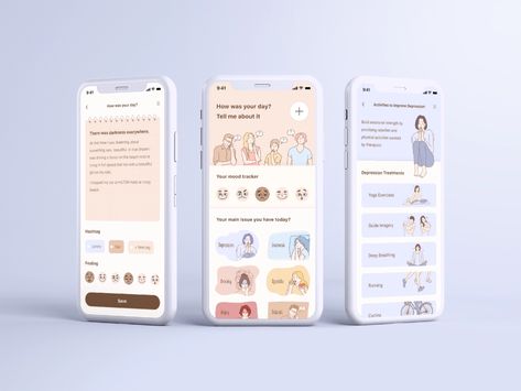 App For Self Care, Self Care App, Diary App Design, Wellness App, Diary App, Health App Design, App Design Trends, Kids Branding Design, Mindfulness App