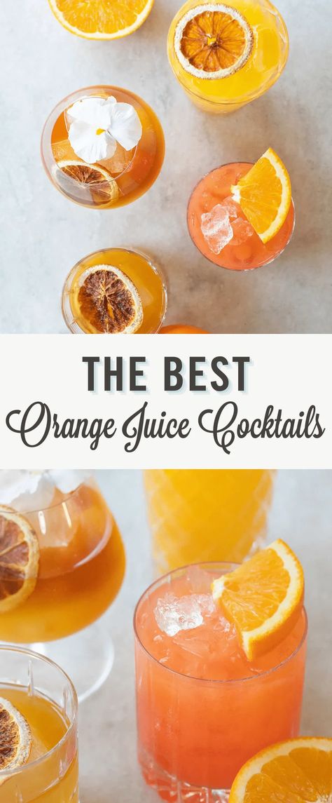 Cocktail Orange Juice, What To Do With Leftover Orange Juice, Drinks With Orange Juice Alcoholic, Orange Juice Gin Cocktail, Drinks To Make With Orange Juice, Cocktails With Fresh Orange Juice, Orange Batch Cocktail, Orange Juice Mixed Drinks, Orange Coloured Cocktails