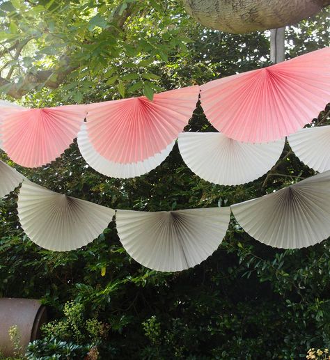 Paper Fan Bunting Garland Paper Fan Party Decor, Paper Fan Decor, Colour Paper Decoration Ideas, Paper Fan Decorations Backdrops, Paper Fan Wedding, Paper Fan Garland, Paper Fan Backdrop, Fan Garland, Paper Fans Wedding