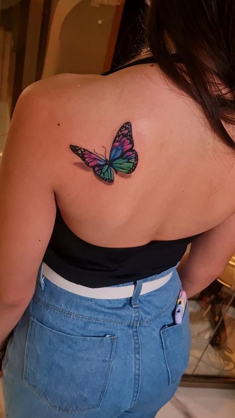 Butterfly Tattoos Ideas, Tattoos For Women Butterfly, Realistic Butterfly Tattoo, Purple Butterfly Tattoo, Butterfly Tattoos Images, Colorful Butterfly Tattoo, 3d Butterfly Tattoo, Tattoo On Shoulder, Butterfly Tattoo On Shoulder