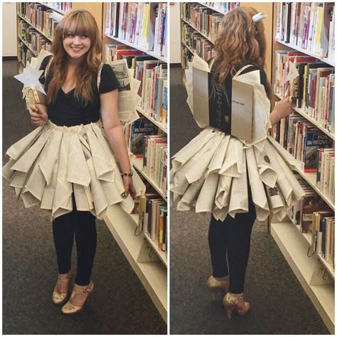 Wacky Costume Ideas, Book Fairy Costume Diy How To Make, Librarian Costume Ideas, Dream Job Costumes Ideas, Book Cover Costume Ideas, Diy Book Costume, Librarian Halloween Costume Ideas, Library Halloween Costumes, Literary Halloween Costumes Women