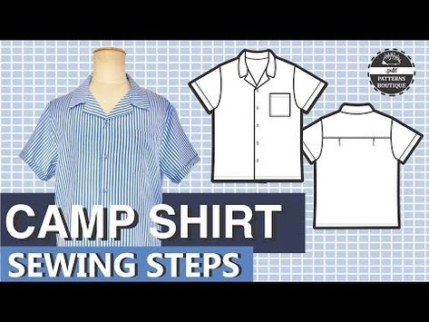 (8782) CAMP SHIRT for Men DIY - Complete Sewing Steps / PDF Patterns Boutique Sew Along - YouTube Mens Bowling Shirts, Camp Collar Shirt, Lounge Shirt, Shirt Sewing, Latest African Men Fashion, Collar Shirt Men, Sewing Shirts, Shirt Sewing Pattern, Diy For Men