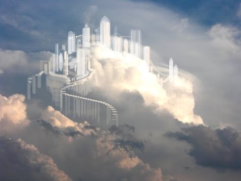 Heaven with my loved ones! City In The Clouds, Castle In The Clouds, Heaven Wallpaper, Arte Grunge, Cloud City, Castle Aesthetic, Castle In The Sky, Pirate Woman, Fantasy City