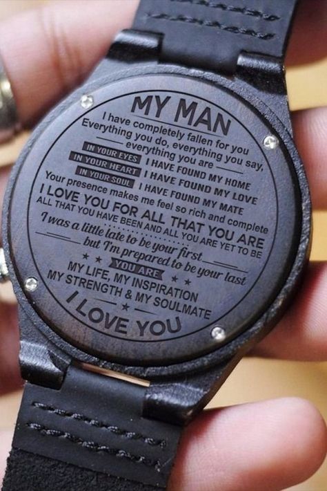 خواتم خطوبة, Message For Husband, Cute Couple Gifts, Creative Gifts For Boyfriend, Birthday Gifts For Husband, Husband Quotes, Wooden Watch, Cute Texts