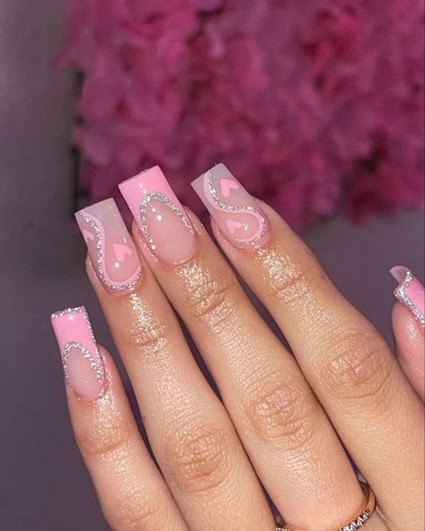 Short Pink Nails, Pink Tip Nails, Nails Gel Nails, Nails Yellow, Girly Acrylic Nails, Summery Nails, French Tip Acrylic Nails, Simple Acrylic Nails, Short Square Acrylic Nails