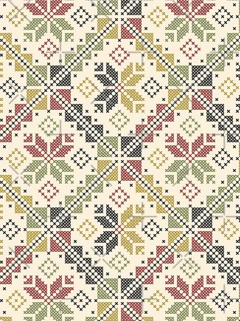 "Palestinian Traditional Tatreez Cross Stitch Embroidery Pattern #12-color" iPhone Case & Cover by QualiTshirt | Redbubble Cross Stitch Background Pattern, Tatreez Wallpaper, Jordanian Embroidery Pattern, Sinai Pattern, Jordanian Pattern, Tatreez Pattern Design, Tatreez Pattern, Cross Stitch Embroidery Designs, Embroidery Traditional