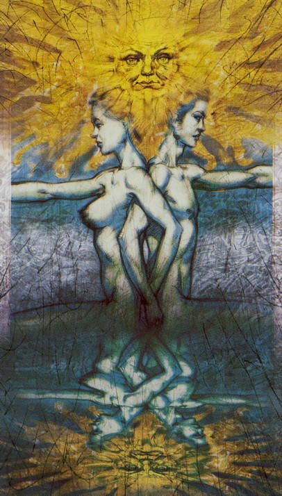 Feminine And Masculine Energy, Air Symbol, Wildwood Flower, Feminine And Masculine, The Lovers Tarot, Divine Masculine, Masculine Energy, Shiva Shakti, Tarot Art