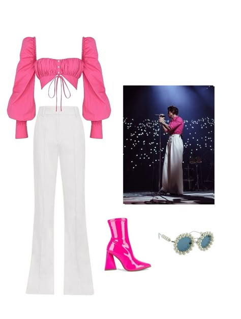 Concerts Outfits Ideas, Harry Styles Costume Ideas Halloween, Harry Style Outfits Inspiration, Hslot Outfits 2023, Hs Lot Outfit Ideas, Pink Hslot Outfits, Harry Style Outfits, Harry Styles Themed Outfit, Concert Outfit Ideas Harry Styles