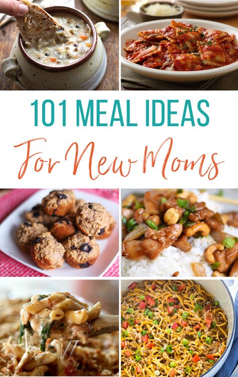 101 Meal Ideas for New Moms. Whether you are stocking the freezer for the baby looking for meals ideas to take to others, this list will be one you want to have on hand. Freezer Safe Meals, Meal Ideas For New Moms, New Mom Meals, Safe Meals, Teriyaki Chicken Casserole, Thriving Home, Slow Cooker Freezer Meals, Meal Train Recipes, Healthy Freezer Meals