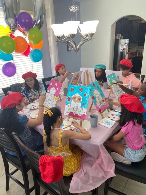 Sip And Paint Party Ideas Food, Kids Paint And Sip Party Ideas, Kids Sip And Paint Party Ideas, Sip And Paint Party Ideas, Paint Party Ideas, Paint Business, Kids Painting Party, Kids Canvas Painting, Friend Party