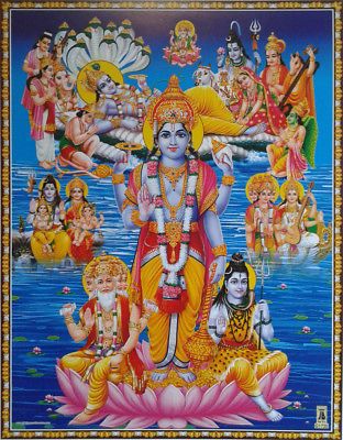 Lord Vishnu Lakshmi Darbar, Brahma Shiva - Normal POSTER (8.5 x 11) Vishnu Art, Hindu Cosmos, Lord Durga, Lord Murugan Wallpapers, Shiva Parvati Images, Lord Hanuman Wallpapers, Lord Krishna Hd Wallpaper, Lord Shiva Family, Lord Ganesha Paintings