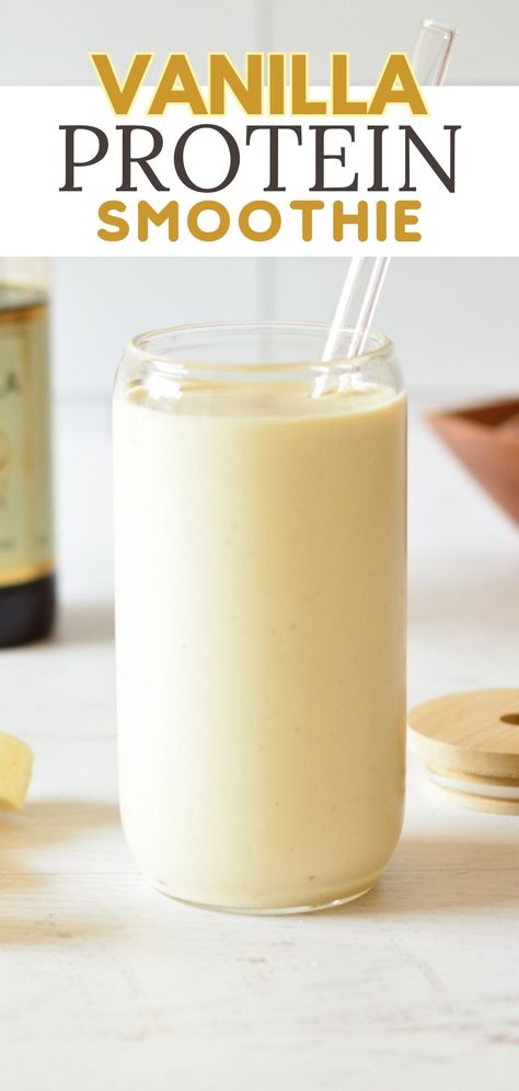 vanilla smoothie Healthy Vanilla Smoothie, Mango Protein Smoothie Recipe, Vanilla Protein Smoothie Recipes, Whey Protein Smoothie Recipes, Vanilla Protein Powder Smoothie, Vanilla Protein Shake Recipes, Protein Powder Smoothie Recipes, Protein Powder Recipes Shakes, Vanilla Smoothie Recipes